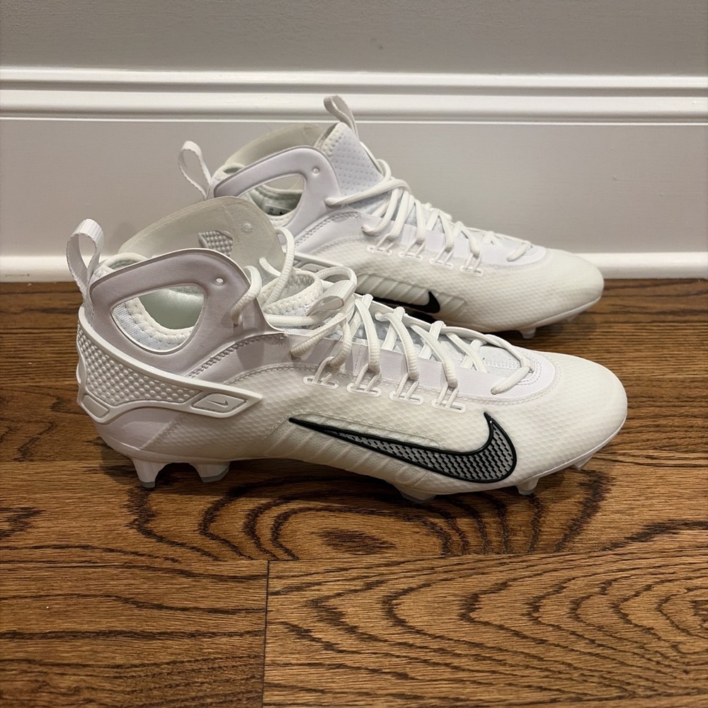 Nike Huarache 9 Elite LAX Lacrosse Mid White Cleats Men's Size 13 FD0088-101
